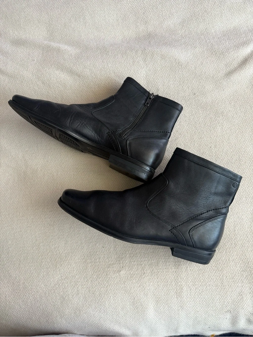 Rockport adi prene Men's Black Leather Ankle Boots with Side Zip size 8.5